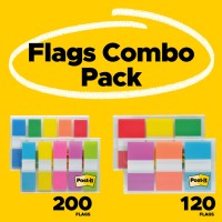 Post-It Flags Combo Pack  4 On-The-Go Dispensers/Pack  120 .94 In Wide And 200 .47 In Wide Flags  Assorted Colors (683-Xl1)