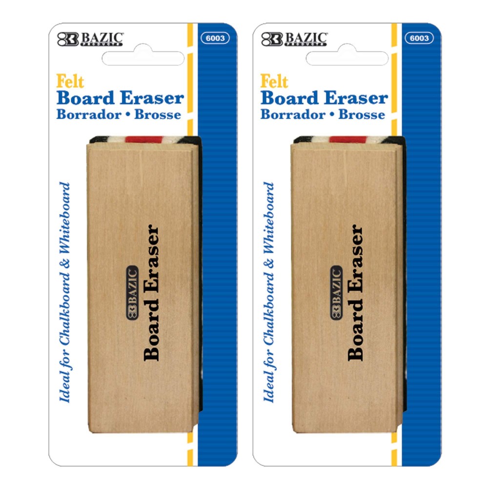 Bazic Chalkboard Eraser Wood Felt Blackboard Whiteboard Erasers Cleaner Dustless Duster For Teacher Office Class Home 2Pack