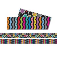 Carson Dellosa 36 Ft Straight Colorful Chalkboard Bulletin Board Borders 12 Doublesided Zig Zag And Polka Dot Border For Class