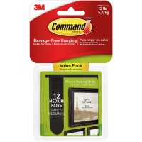 Command Medium Picturehanging Strips 12Picture Black