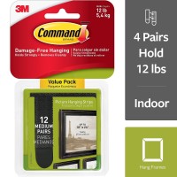 Command Medium Picturehanging Strips 12Picture Black