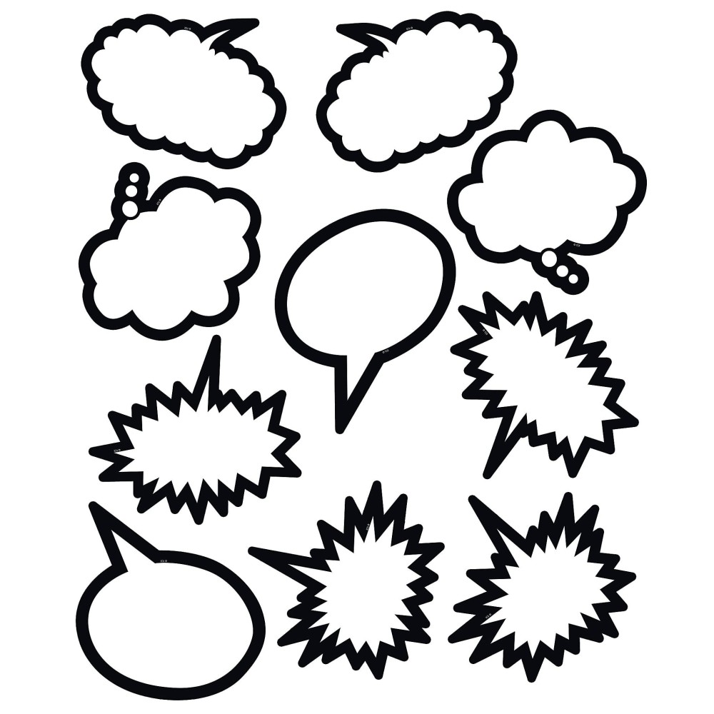 Teacher Created Resources Black And White Speechthought Bubbles Accents 5592