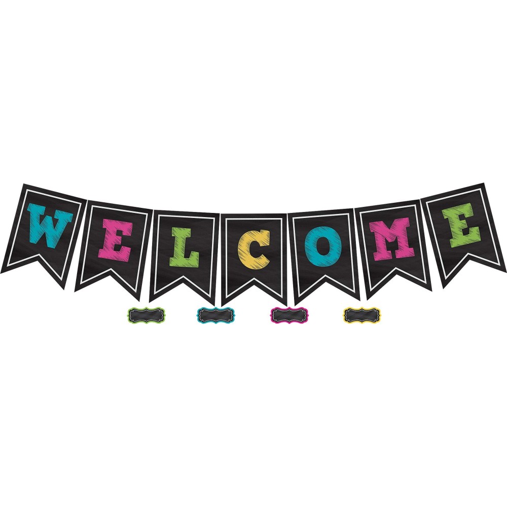 Teacher Created Resources Tcr5614 Chalkboard Brights Pennants Welcome Bulletin Board Paper Multi