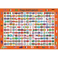 Little Wigwam Flags And Capitals No Tear Guarantee Educational Poster 60 X 42Cm Living Room