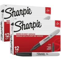 Sharpie Fine Point Permanent Markers 24 Markers 2 X Boxs Of 12 Black 30051