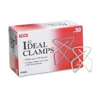 Acco 72620 Ideal Butterfly Clamps Small 100 Sheet Cap Smooth Silver 50Bx