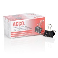 Acco Binder Clips  Medium  Black  12 Per Box  2 Boxes (72062)