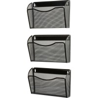 Rolodex Expressions Mesh 3Pack Hanging Wall Files 3 Pockets 335 Height X 14 Width X 66 Depth Black Steel 1 Each