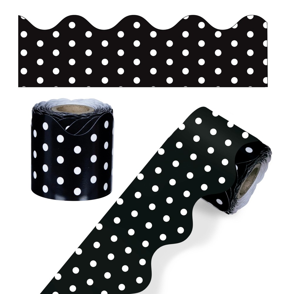 Carson Dellosa 36 Ft Scalloped Black And White Polka Dot Bulletin Board Borders Classroom Borders For Bulletin Board White Boa