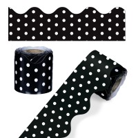 Carson Dellosa 36 Ft Scalloped Black And White Polka Dot Bulletin Board Borders Classroom Borders For Bulletin Board White Boa