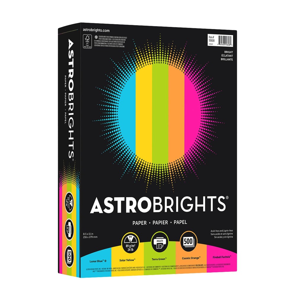 Neenah Astrobrights Bright Color Paper Letter Size Paper 24 Lb Assorted Colors 500 Sheets