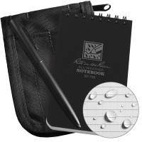 Rite In The Rain Weatherproof 3 X 5 Topspiral Notebook Kit Black Cordura Fabric Cover 3 X 5 Black Notebook And Weath