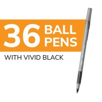 Bic Round Stic Grip Xtra Comfort Black Ballpoint Pens Medium Point 12Mm 36Count Pack Perfect Writing Pens With Soft Grip