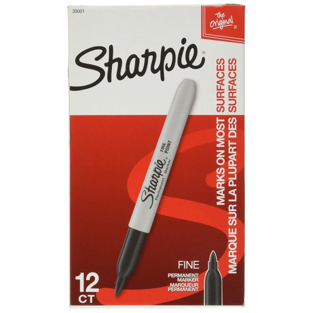 Sharpie Permanent Marker Fine Point Black 30101 12 Markers