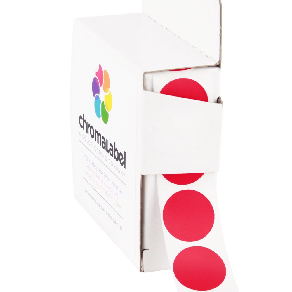 Chromalabel Stickers 1000 Red 34Inch Round Labels With Dispenser Box Permanent Adhesive Dot Stickers Ideal For Office Hom