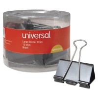 Universal Binder Clips With Storage Tub Large Blacksilver 12Pack