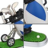 10L0L Golf Pen Holder With 3 Pieces Golf Club Pens Set Unique Golf Golf Desk Decor Gifts Souvenirs For Men Blue White