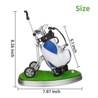 10L0L Golf Pen Holder With 3 Pieces Golf Club Pens Set Unique Golf Golf Desk Decor Gifts Souvenirs For Men Blue White