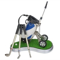 10L0L Golf Pen Holder With 3 Pieces Golf Club Pens Set Unique Golf Golf Desk Decor Gifts Souvenirs For Men Blue White