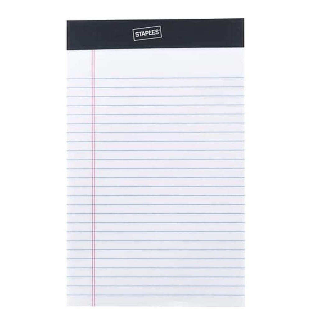 Staples Perforated Notepad Narrow Ruled White 5 X 8 12Pack