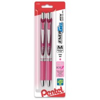 Pentel Bca Energel Rtx Retractable Liquid Gel Pen Medium Line Metal Tip Pink Ink 2Pack Bl77Bp2P