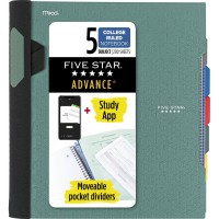 Five Star Spiral Notebook Study App 5 Subject College Ruled Paper Advance Notebook With Spiral Guard Movable Tabbed Divide