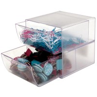 Deflecto Stackable Cube Organizer Desk And Craft Organizer 2 Drawers Clear Removable Drawers And Dividers 6W X 6H X 7 1