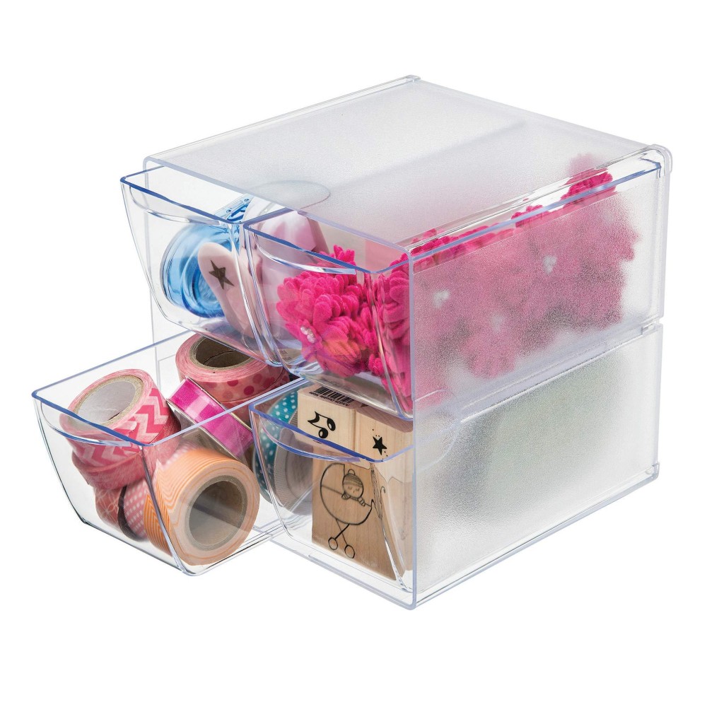 Deflecto Stackable Cube Organizer Desk And Craft Organizer 4 Drawers Clear Removable Drawers And Dividers 6W X 6H X 7 1