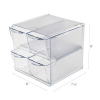 Deflecto Stackable Cube Organizer Desk And Craft Organizer 4 Drawers Clear Removable Drawers And Dividers 6W X 6H X 7 1