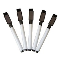 Fine Tip Dry Erase Black Markers With Magnetic Cap And Eraser Perfect For Dry Erase Boards And Whiteboards Pack Of 5