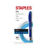 Staples 651256 Sonix Retractable Gelink Pens Medium Point Blue Dozen 13563Cc