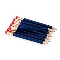 Half Pencils With Eraser - Golf  Classroom  Pew  Short  Mini - Hexagon  Sharpened  Non Toxic  2 Pencil  Color - Navy Blue  (Box Of 36) Golf Pocket Pencils 