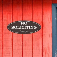 Oval No Soliciting Sign (Brushed Silver) Small