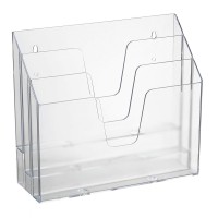 Acrimet Horizontal Triple File Folder Holder Organizer Clear Crystal Color