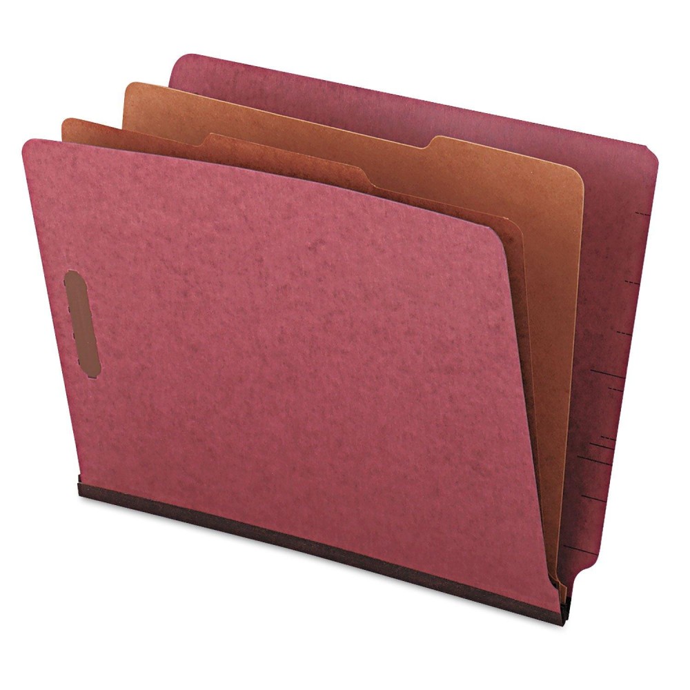 Universal Pressboard End Tab Classification Folders Letter Sixsection Red