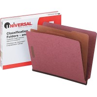 Universal Pressboard End Tab Classification Folders Letter Sixsection Red