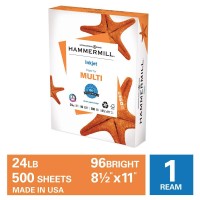 Hammermill Printer Paper Multipurpose Inkjet Paper 24 Lb 85 X 11 1 Ream 500 Sheets 96 Bright Made In The Usa 105050R