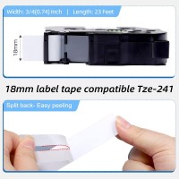 Label Kingdom Label Maker Tape 18Mm Compatible With Brother Tze241 P-Touch Label Tape 3/4 Inch Black On White For Brother Ptouch Ptd400 Ptd410 Ptd460Bt Ptd600 Pt1880 Label Maker  4-Pack