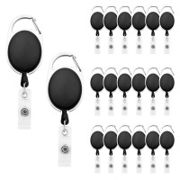 Fushing 20Pcs Retractable Id Badge Holders Id Badge Reels With Clip Retractable Badge Holders For Office Worker Doctor Nurse Bl