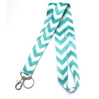 Wigspedia Chevron Neck Lanyards Keychain For Keyid Holder Navy Dark Bluewhite Chevron Turquoise Tealwhite Chevron