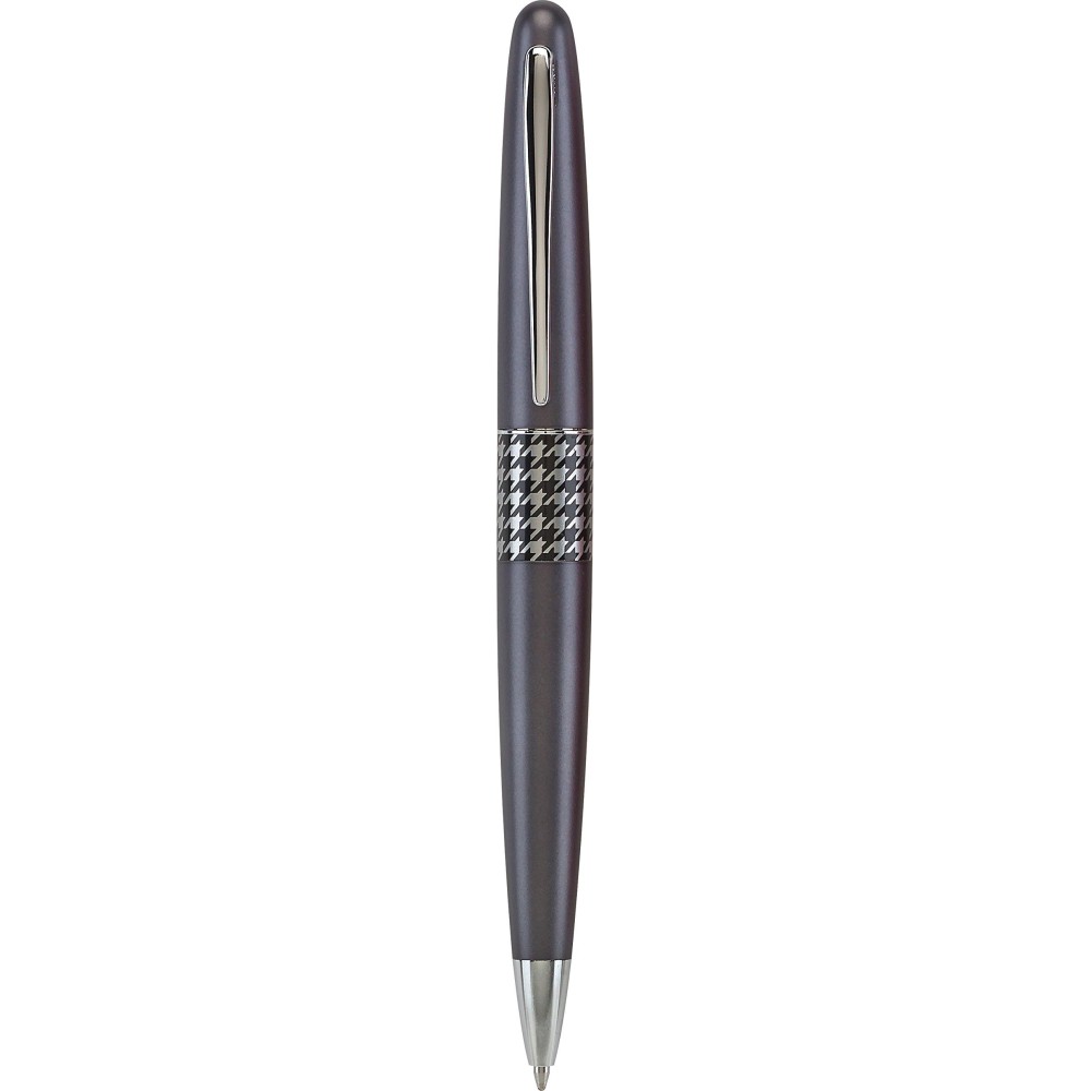 Pilot Mr Retro Pop Collection Ballpoint Pen In Gift Box Gray Barrel With Houndstooth Accent Medium Point Stainless Steel Nib