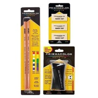 Prismacolor Premier Accessory Set  Includes Colorless Blender Pencils (2 Piece)  Premier Pencil Sharpener(1 Piece) & Magic Rub Erasers (3 Piece)