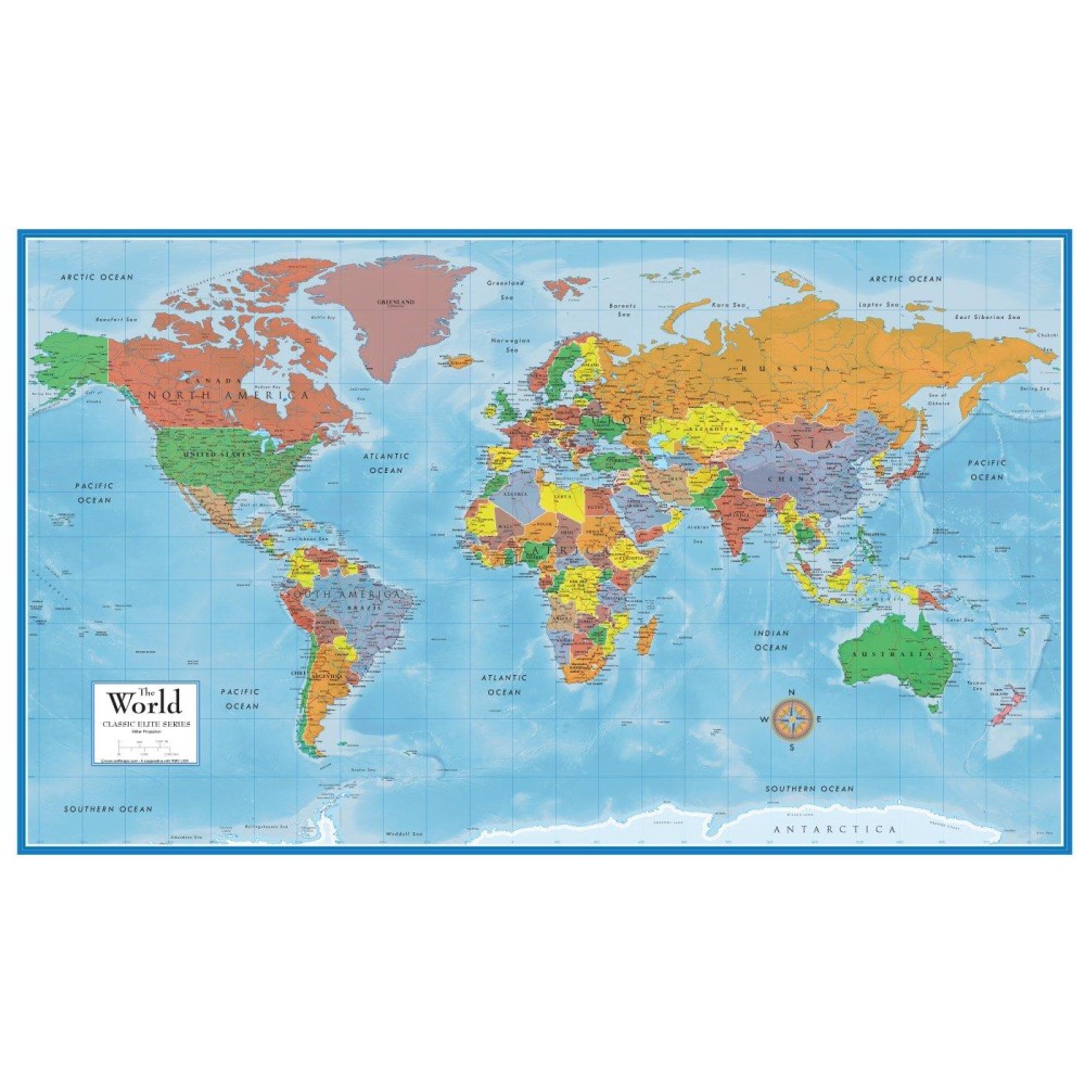 Swiftmaps World Premier Wall Map Poster Mural 24H X 36W