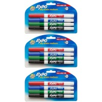 Expo Lowodor Dry Erase Markers Fine Point 12Pack Assorted Colors