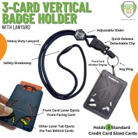 Specialist Id Vertical Top Load Three Card Badge Holder Hard Plastic With Heavy Duty Breakaway Lanyard W Quick Release Metal C