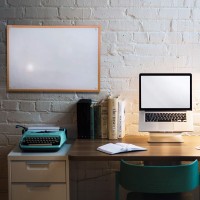 Viztex Magnetic Dry Erase Board In Lacquered Steel With An Oak Border 36 X 24