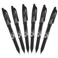 Pilot Frixion Ball 07Mm Erasable Gel Pens Fine Point Black Ink Pack Of 6