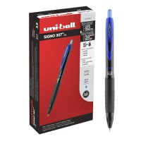 Uniball 307 Gel Pen Retractable Micro 05 Mm Blue Ink Black Barrel Dozen