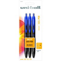 Uniball 307 Retractable Gel Pens Micro Point 05Mm Blue 3 Count