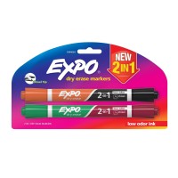 Expo Dry Erase 2In1 Markers Chisel Tip Assorted 2Count